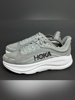 Hoka One One Bondi 9 Wide Mens Running Shoes Grey Size 11 2E BARELY WORN
